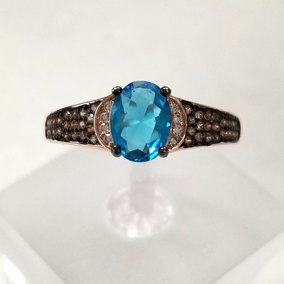 Blue Champagne Pave Ring - Picture 5 of 7